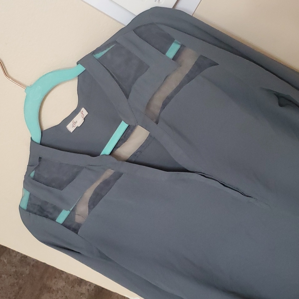 Size Large Gray Sheer Blouse!